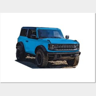 2021 Velocity Blue Ford Bronco 2 Door Posters and Art